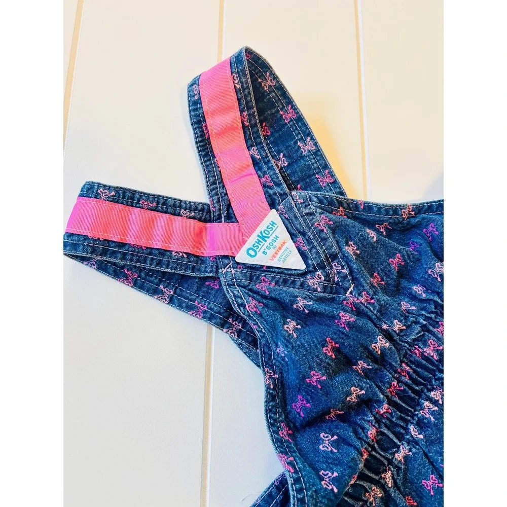 Vintage Oshkosh BGosh‎ Pink Bow Vestback Dress, Valentine's Day, Size 3T